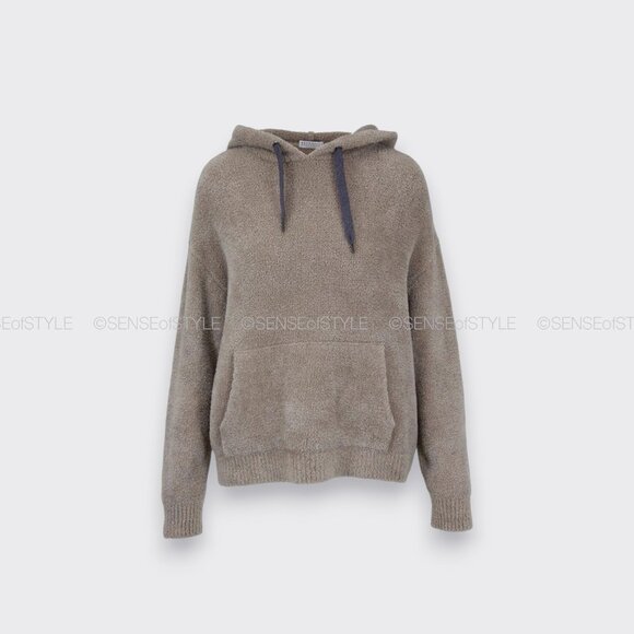 Brunello Cucinelli Cashmere Metallic Teddy Sweatshirt Top Sweater Size M - Picture 3 of 11